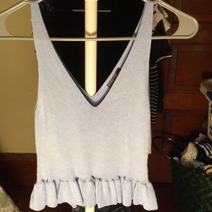 Top Shop Knitted Light Blue Tank Top V-Neck